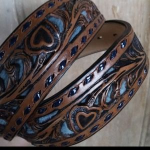 Western Heart Leather Belt